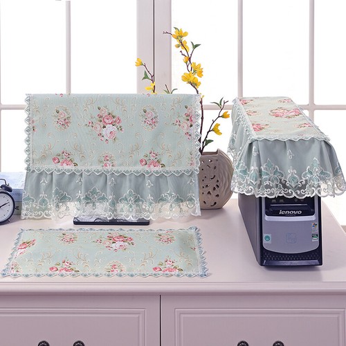 3x Lace Floral Embroidery Cover Cloth Monitor Keyboard Dustproof Cover Cloth Kit - Afbeelding 14 van 16