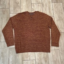 32 Bar Blues Men's Thick Raised Knit Sweater XL Brown/Yellow 3 Button Soft Rare