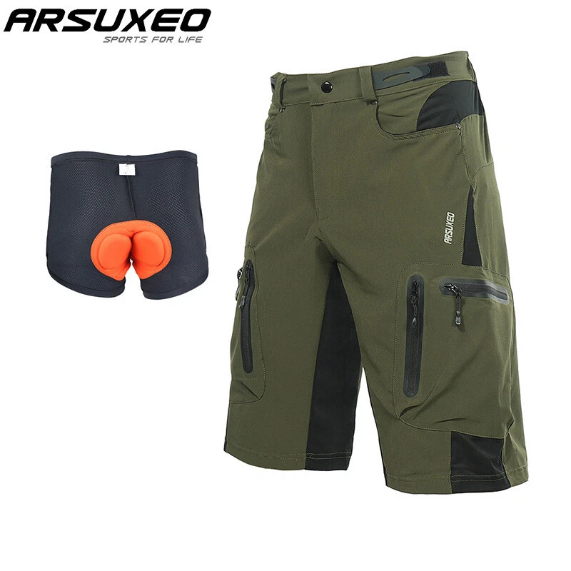 Pantalones cortos impermeables para bicicleta de montaña para hombre con ropa interior acolchada 3D Foto 3 de 4