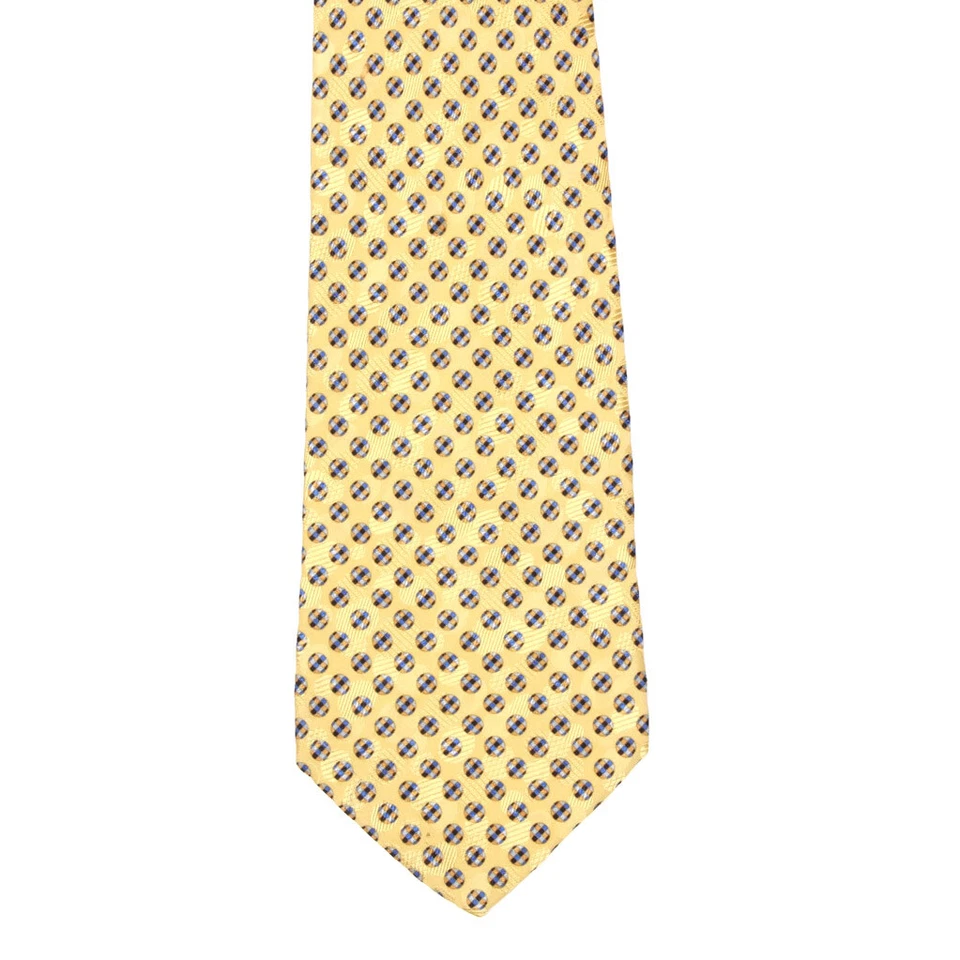 Corbata de cuello de seda STEFANO RICCI amarillo azul esfera óptica a cuadros para hombre Foto 2 de 4