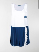 Prada Ruffle Trim Pleated Shift Dress Size Medium