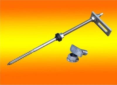 BAU-TECH SOLARENERGIE Stockschraube M10x300 (0% MwSt.*) + Adapterblech Hammerkopfschraube Sperrzahnm.