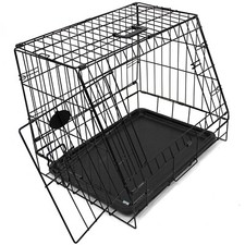 Small 24” Sloping Folding Car Dog Puppy Pet Crate Hatchback Cage Travel
