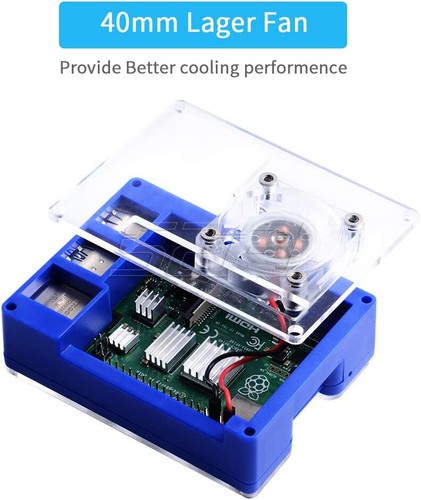52Pi Raspberry Pi 4 Model B Acrylic Case kit with 4010 Cooling Fan Heatsinks - Picture 9 of 15
