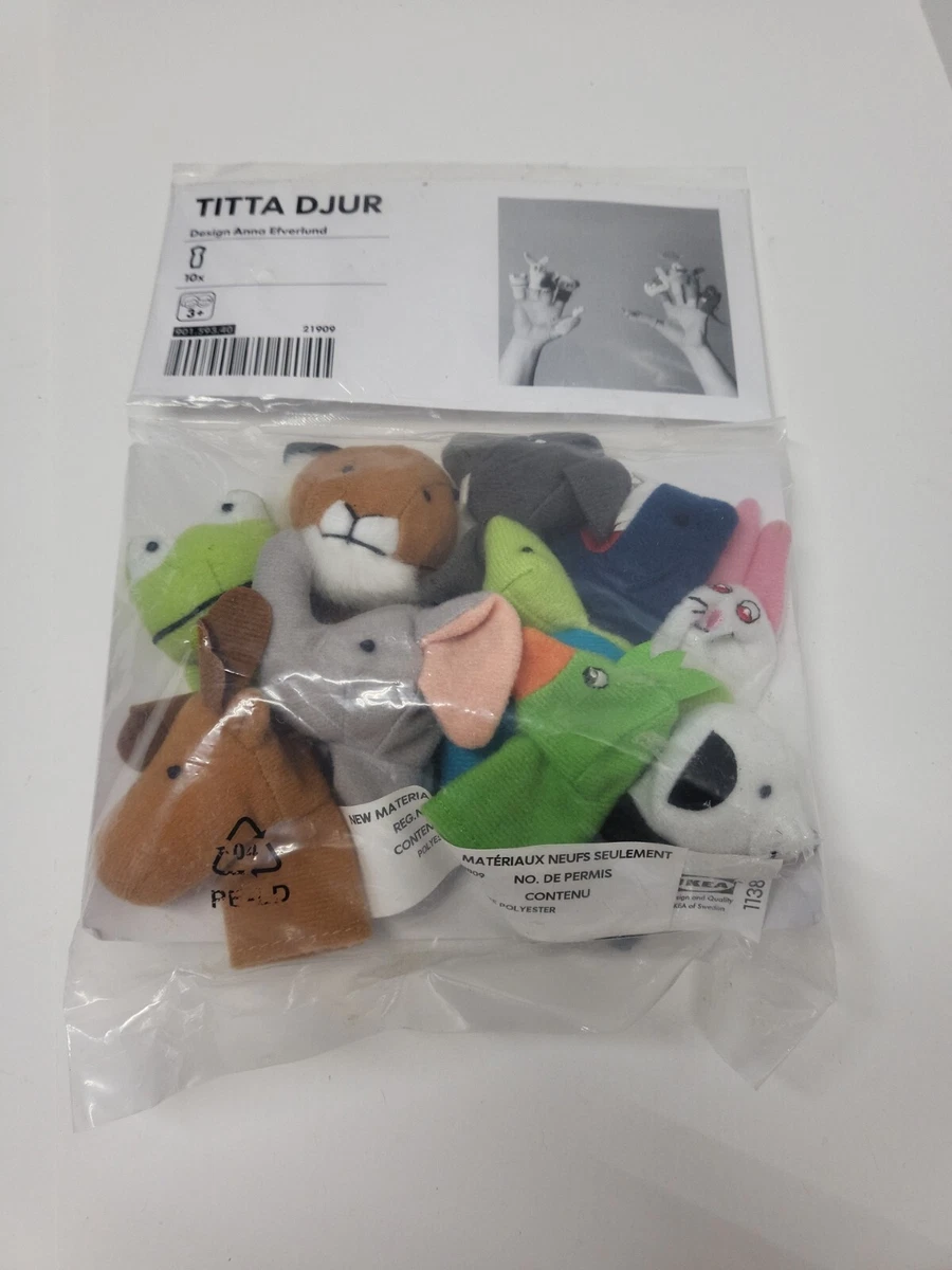 IKEA Sweden TITTA DJUR Pack Of 10 Finger Puppets Plush Toy