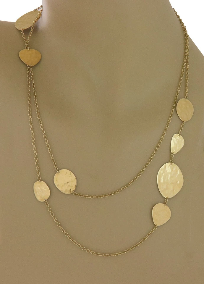 Ippolita Classico Long Gold Necklace 18k Yellow Hammered Disc Motifs 40" Long - Imagem 2 de 4