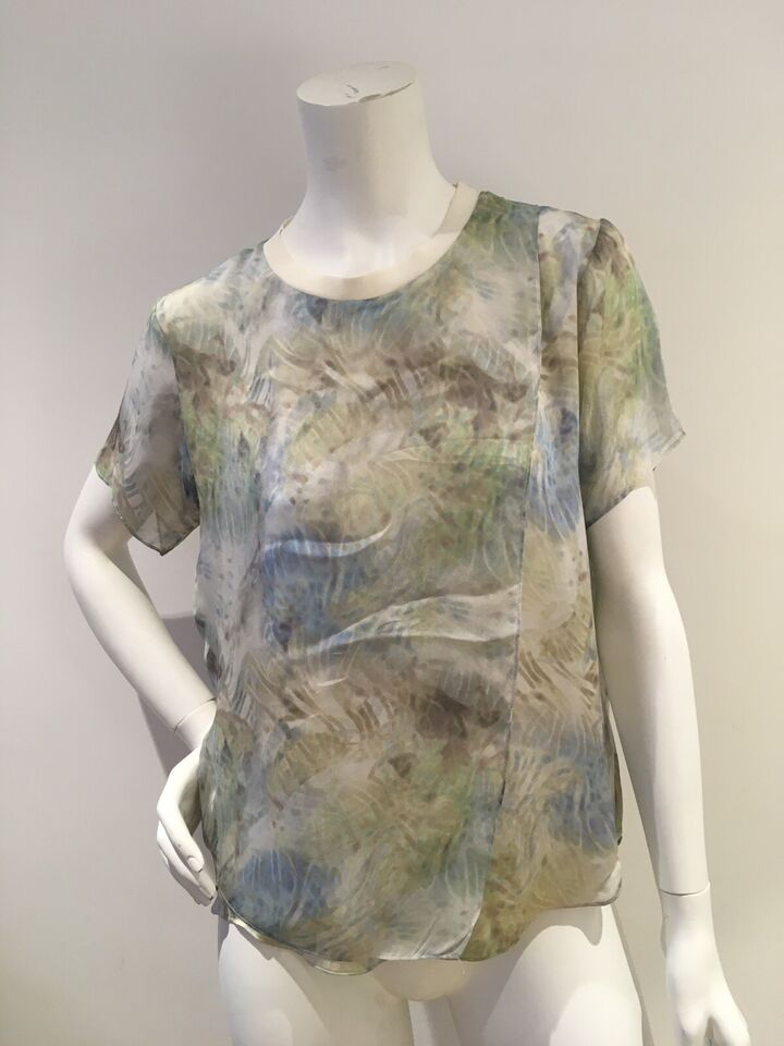 Theyskens Theory silk printed sheer top blouse size S Small | eBay