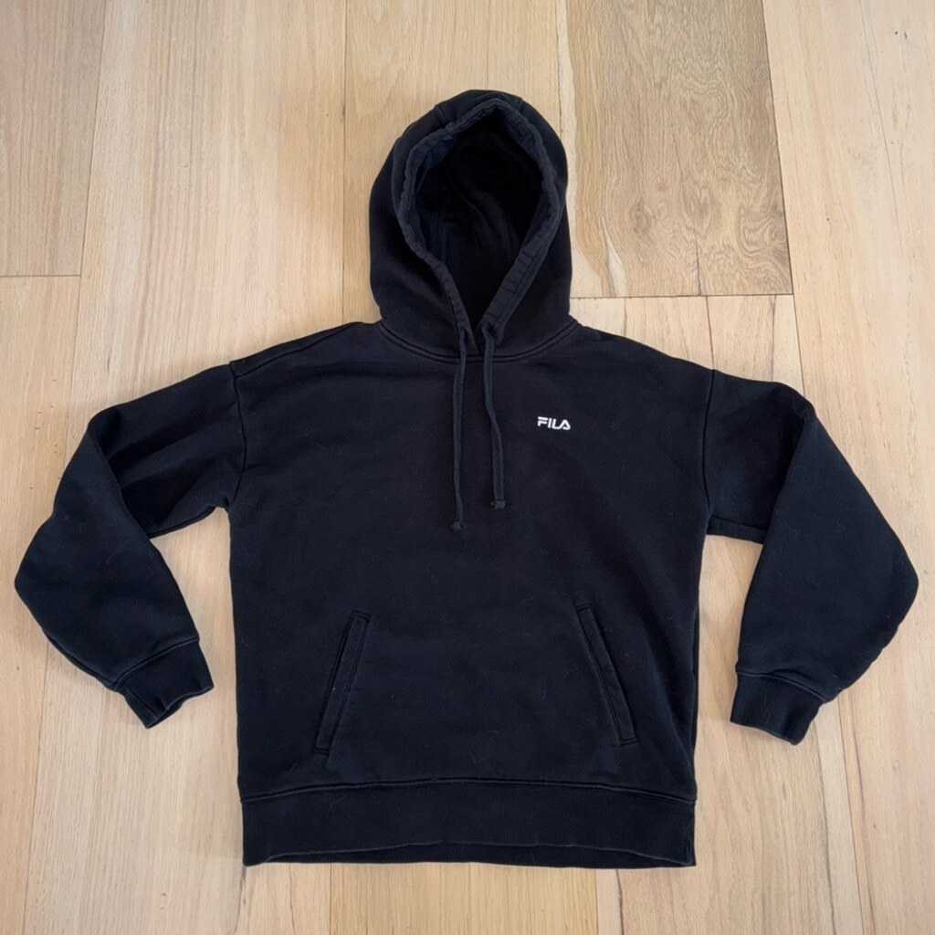 Felpa nera con cappuccio e coulisse Fila taglia media