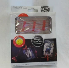 20 LED light String & Clips Lifetime Brands Inc. Melannco NIB Red 7.5 Ft Battery