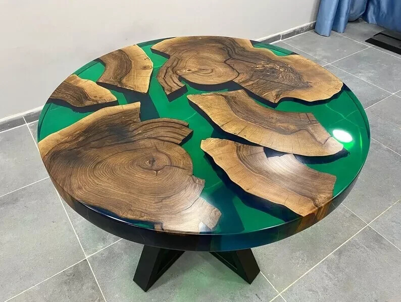 Green Epoxy Table | Resin Table Top | Coffee Table Top | Home Decor