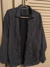 Hugo Boss Regular Fit Long Sleeve Button Down Shirt Men  s Large B  W print