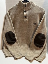 Vintage CHAPS Men's Button Pullover Sweater Elbow Patches Size Large Regular