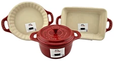 Staub La Cocotte France Mini Red Bakers Pot Casseroles Set Of 3