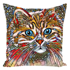 Throw Pillow Case Cushion cover Cat 699 Mosaic Style multicolor art L.Dumas