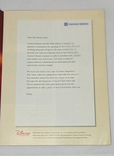 Disney Epcot Inside TEST TRACK by General Motors Collector's Magazine - Picture 2 of 5