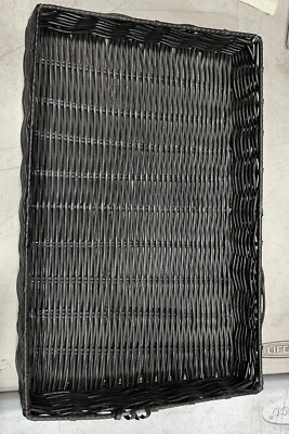 Rectangular Woven Wood Basket - 14.5 x 9.5 inch, Dark Gray