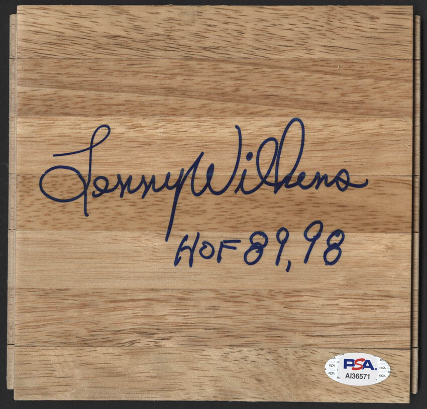 Lenny Wilkens Autographed Signed Seattle Supersonics Coach 6x6 Floorboard +HOF 89 98 Supersonics PSA 