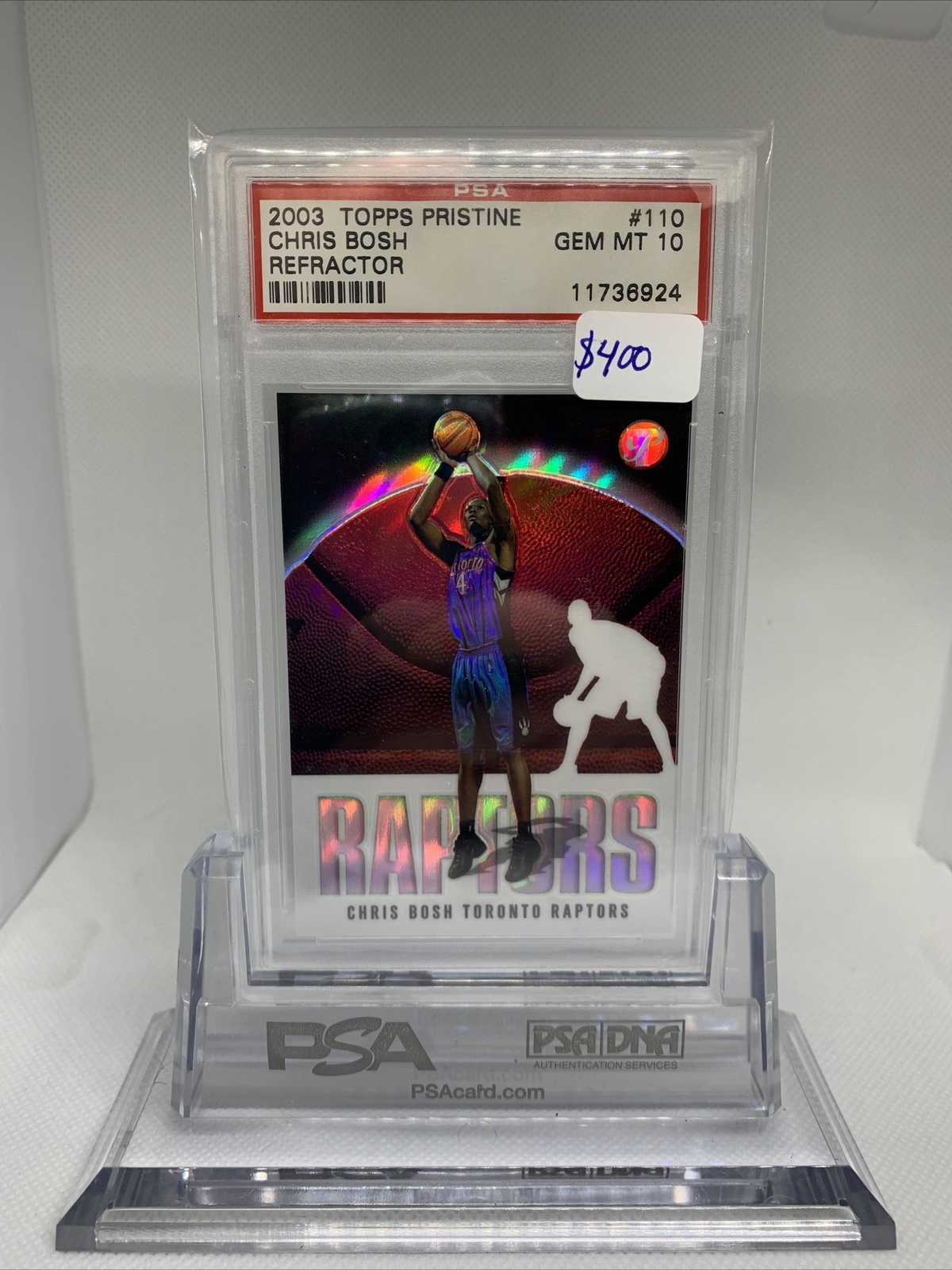2003 Topps Pristine Chris Bosh Refractor Rookie /1999 PSA 10. Low Pop.📈 💎🔥HOF