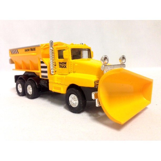 6" Snow Plow Salt Truck Diecast Metal Model Toy With Swivel Pull Action