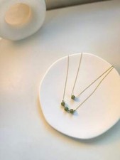 Minimalist Natural Hetian Jade Necklace, 1 or 3 Beads Nephrite Dainty Choker