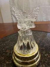 8 INCH ACRYLIC LIGHTED ANGEL MUSIC BOX