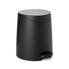 Superio Small Modern Pedal Step On  2 Pack Trash Can with Lid 3 Liter Black
