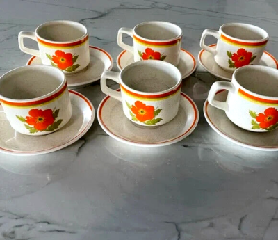 Lenox Temper-ware Fire Flower Coffee Mugs Set of 6 Matching 8 oz Cups &  Saucers | eBay