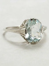 Edwardian Asscher 2.2CT Aquamarine Gemstone Engagement Ring 935 Argentium Silver