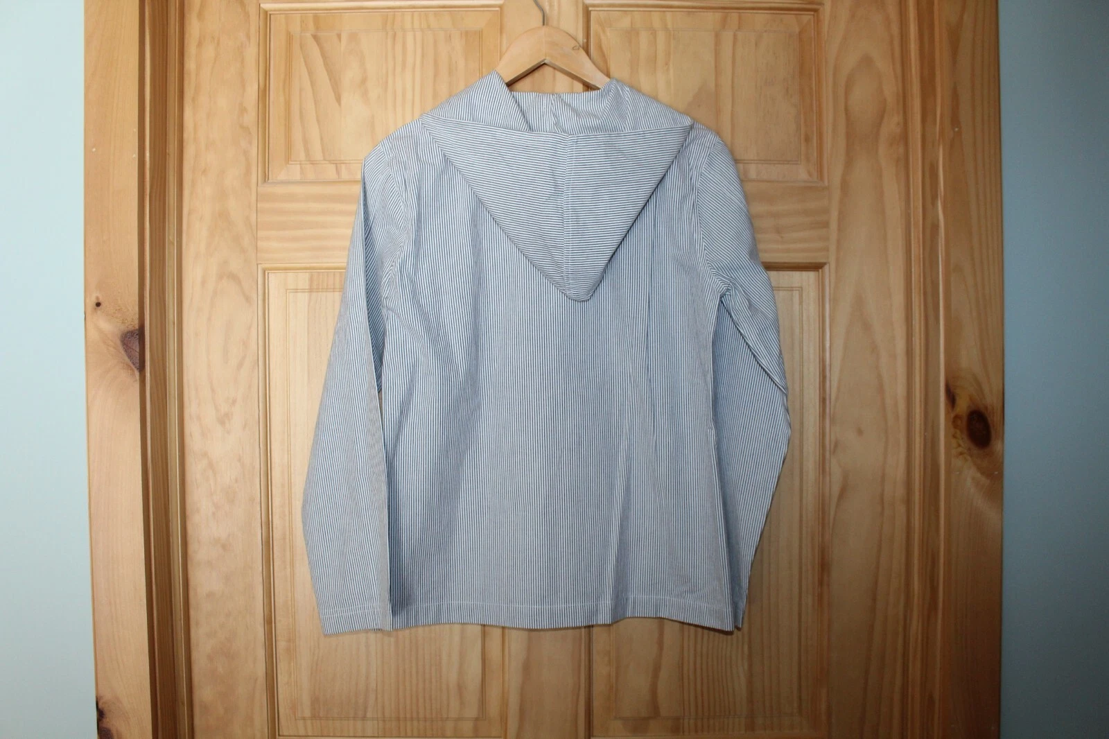 OFF WHITE Felpa con cappuccio donna stile Nord nera avorio gessato zip cotone S NUOVA