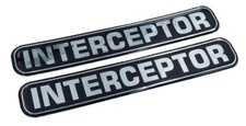 Interceptor, Police, Domed Decal Emblem chrome car biker stickers 5"x 0.82" 2pc.