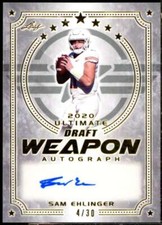 Sam Ehlinger 2021 Leaf Ultimate Draft Flashback 20 Uitimate Weapon Auto Gold #1 