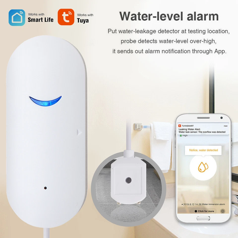 Paquete de 1-6 Detector Inteligente de Fugas de Agua APP Alarma WiFi Hogar Detector de Fugas de Agua Foto 4 de 4