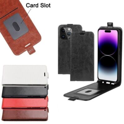 For iPhone 17 16 15 14 13 12 11 Pro Max Leather Vertical Flip Wallet Phone Case