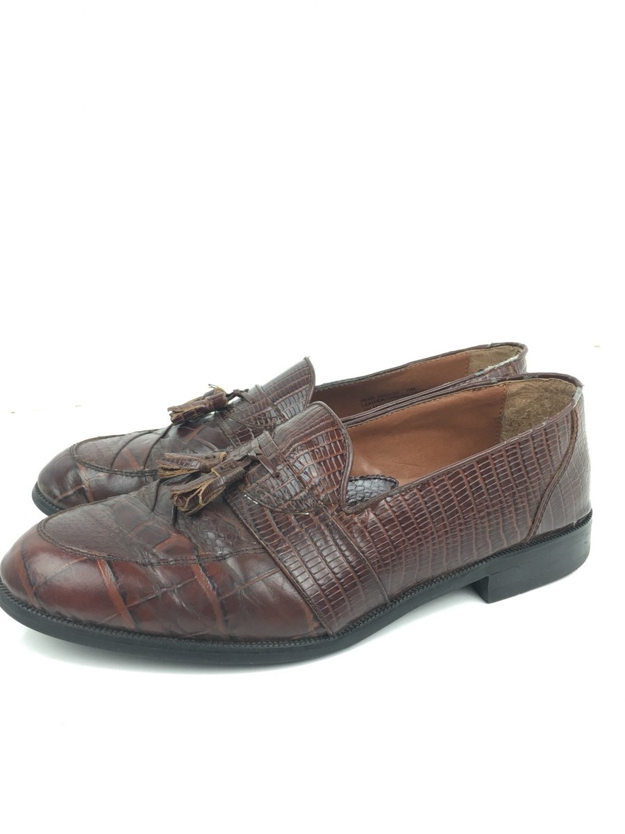 Stacy Adams Mens 10M Slip On Penny Loafer Brown Tassled 