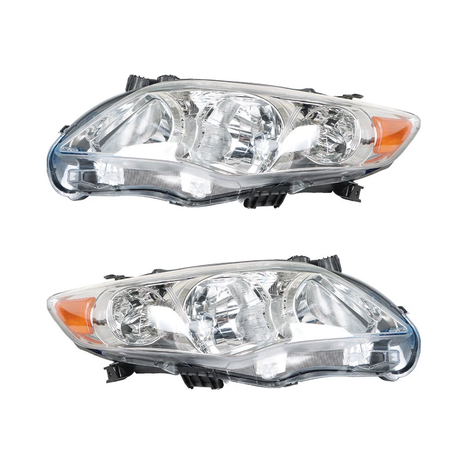 Front Headlights Assembly For 2011-2013 Toyota Corolla LH + RH Pair Clear Lens - Image 2 of 4