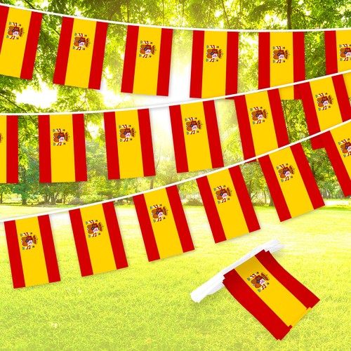 Spanien Spanisch gedruckt Wimpel Banner, Flagge 8,2 x 5,5 Zoll, volle Schnur 33 Fuß - Bild 1 von 7