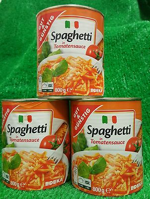 (6,45 /kg) 3x 800g Dosen Gut & Günstig SPAGHETTI IN TOMATENSAUCE Nudeln Tomate