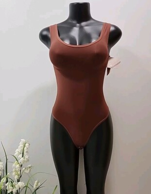 Popilush Bodysuit for Women Sleeveless Slimming Tank Top Thong 3XL/4XL Brown. 