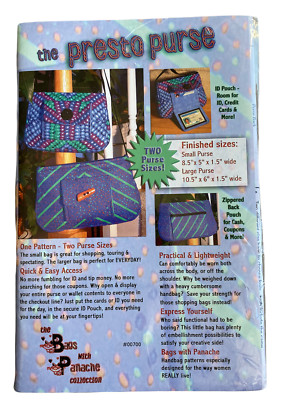 The Presto Purse by Panache Collection Handbag Organizer Pattern