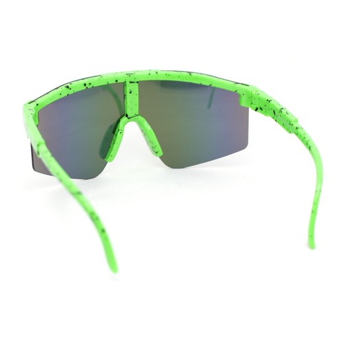 Boys Kids Size 80s Paint Splatter Oversize Rimless Sport Plastic Sunglasses - 第 8/21 張圖片