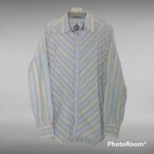 R G Robert Graham Long Sleeve Button Up Striped Shirt Size Large French Cuff