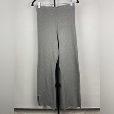 Good American Ribbed Knit Pull On Elastic Waist Palazzo Pant with Side Slit M
