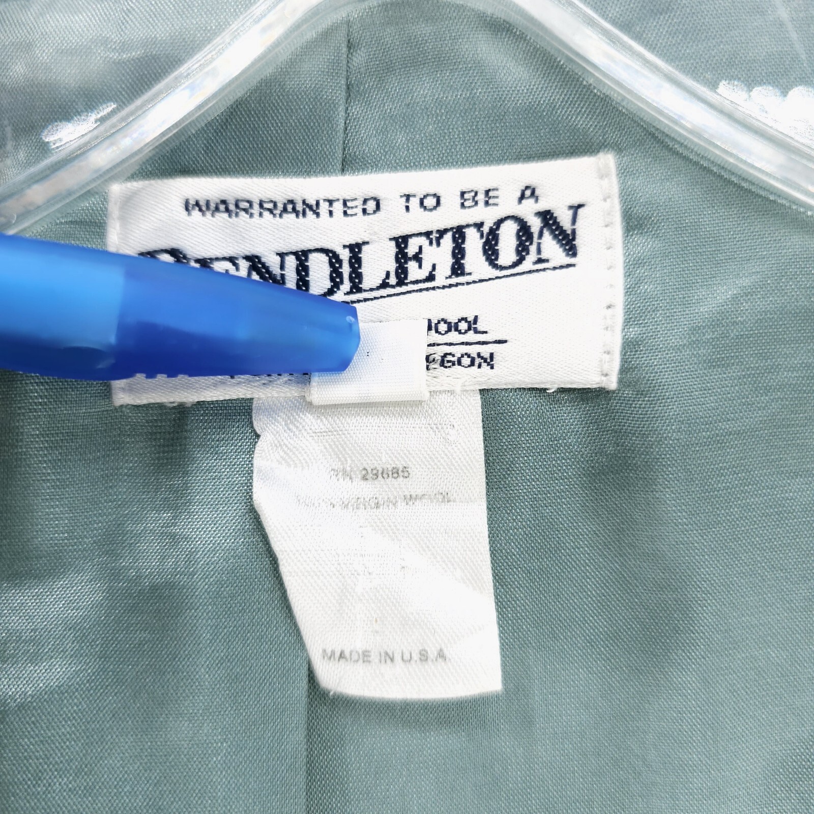 PENDLETON 100% Virgin Wool Teal Single Button Bla… - image 7