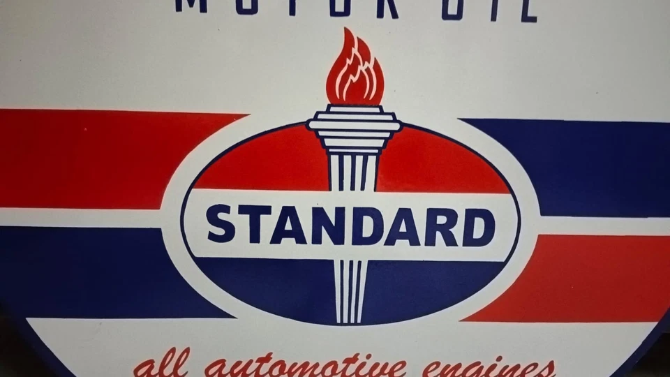 Permalube Standard oil  Porcelain Enamel Heavy Metal Sign 30  Inches Double Side - Image 4 of 4