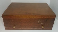 Wooden Silverware Flatware Storage Chest w/ Drawer