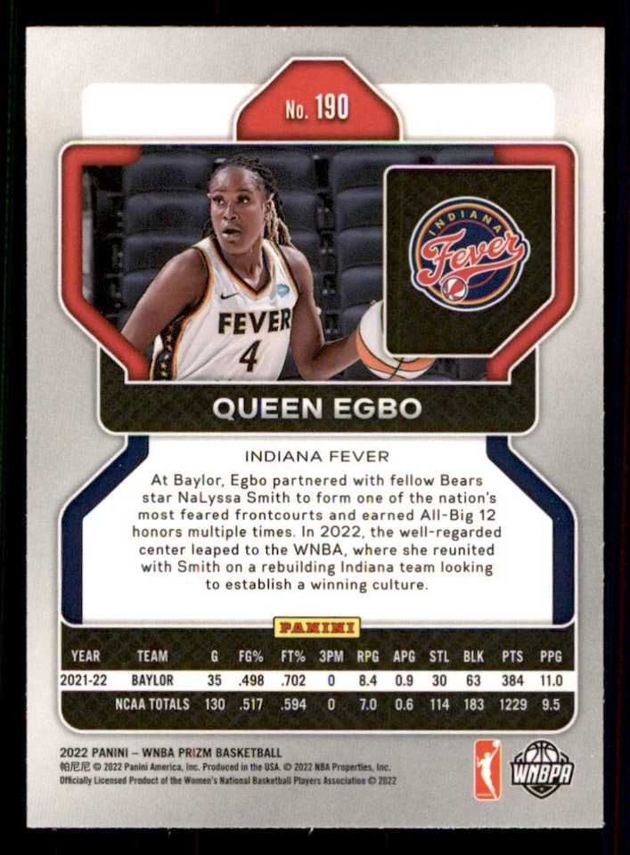 2022 Panini Prizm WNBA #190 Queen Egbo - Image 2 of 2