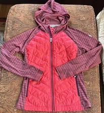 Smartwool Smartloft 60 Full Zip Hoodie Jacket Double Propulsion Sangria Red EUC