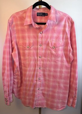 Polo Ralph Lauren Pink Western Snap Shirt Women s XL Cowboy Barbie Aesthetic