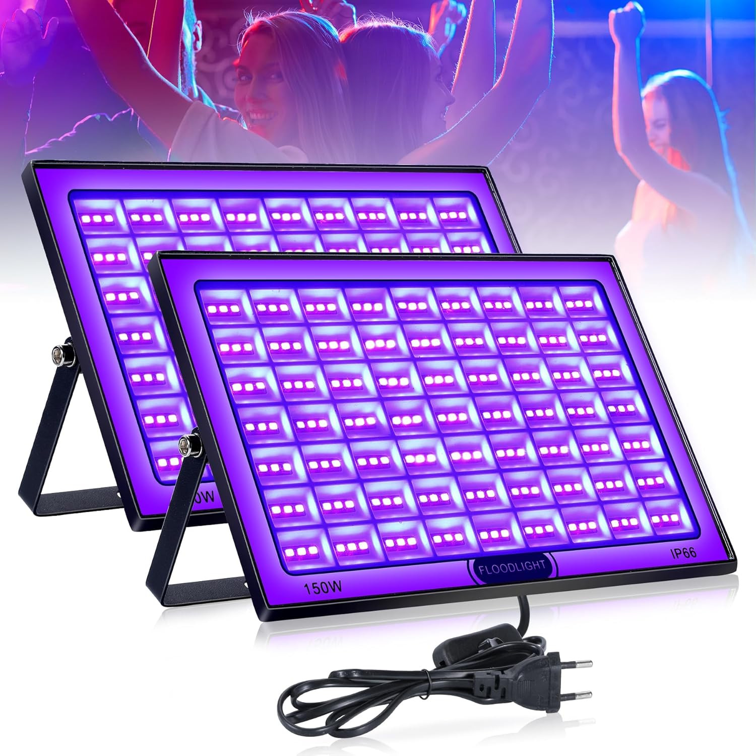 Luce Nera UV 150W per Halloween e Feste Fluo - Set 2 Lampade LED