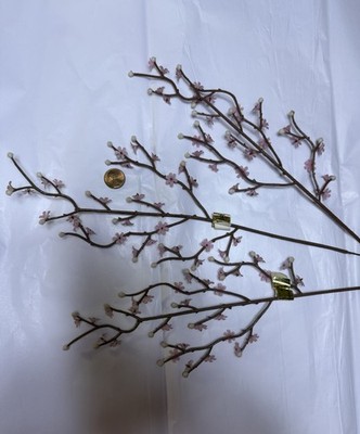 Vintage Plastic Branches with Pink Flowers and White Berries